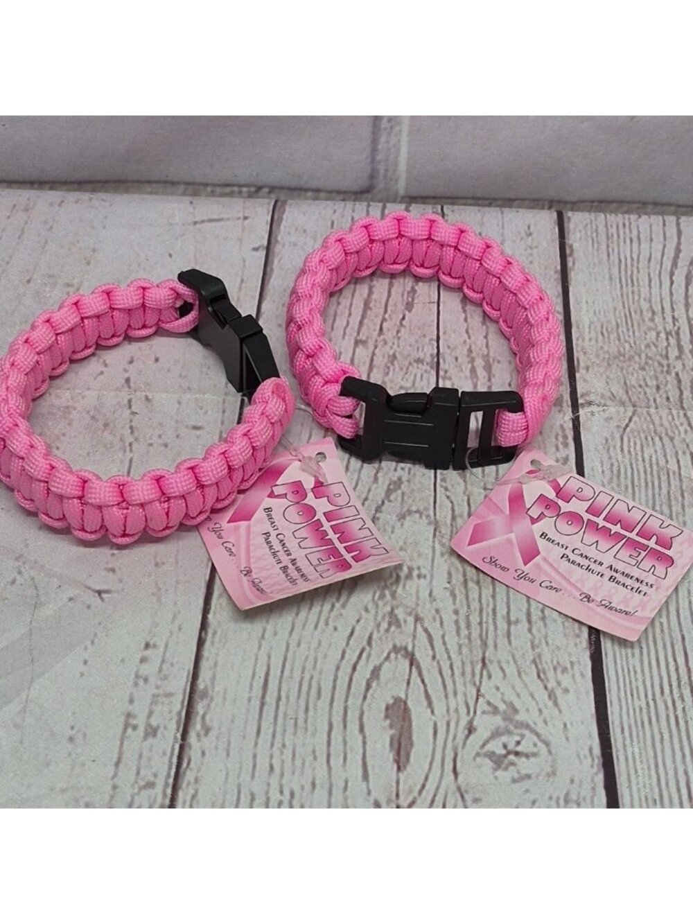 2pc‎ Lot~Breast Cancer Awareness Paracord Bracelet~Light Pink